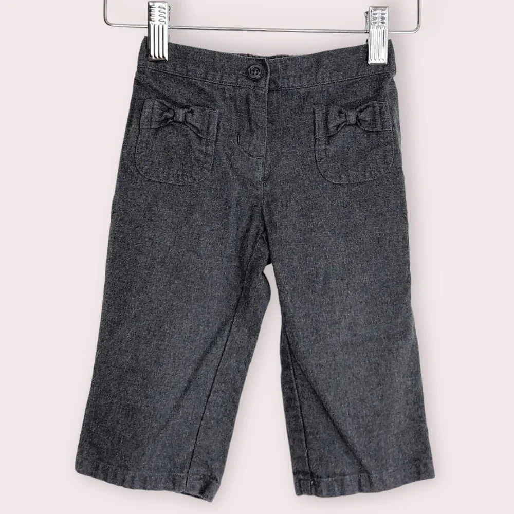 Janie and Jack pants bow pocket twill‎ charcoal gray size 6-12 months